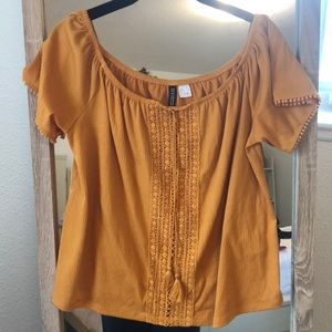 Marigold h&m divided off the shoulder blouse